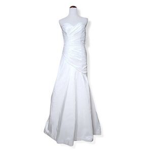 Cosmobella Sweetheart Pleated Strapless Wedding Dress White Size 2
